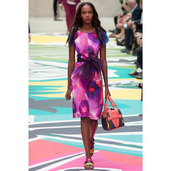 BURBERRY PRORSUM Spring 2015 Size 4 Multi-Color Silk / Cotton Abstract Skirt - Picture 2 of 7